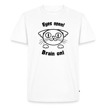 EyesOpenCat - T-shirt Premium bio Homme - blanc - Devant - Nico (187cm)