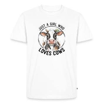 Amour des vaches – La fille aime les vaches - T-shirt Premium bio Homme - blanc - Devant - Nico (187cm)