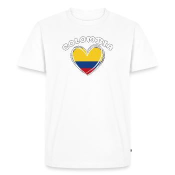Colombian Flag Colombia Heart Patriotic - Men's Premium Organic T-Shirt - white - Front - Nico (187cm)