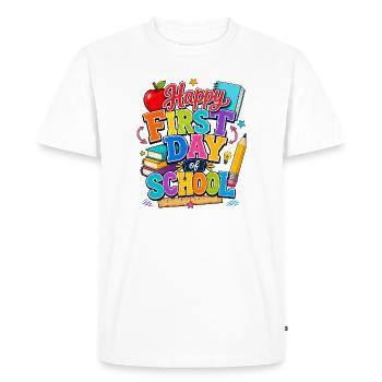 Happy First Day of School Books - Men's Premium Organic T-Shirt - white - Front - Nico (187cm)