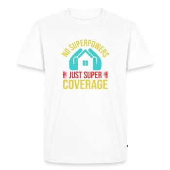 Assurance Super Couverture Agent d’Assurance Drôle - T-shirt Premium bio Homme - blanc - Devant - Nico (187cm)