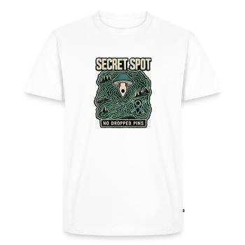 Endroit secret de cueillette de champignons, pas de goupilles tombées - T-shirt Premium bio Homme - blanc - Devant - Nico (187cm)