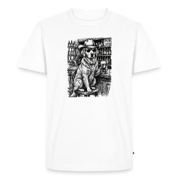 Chien cowboy Bière drôle Golden Retriever - T-shirt Premium bio Homme - blanc - Devant - Nico (187cm)