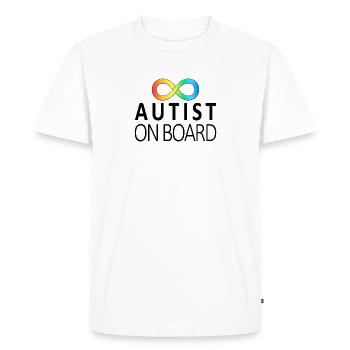 Autiste à bord : autocollants sur la neurodiversité - T-shirt Premium bio Homme - blanc - Devant - Nico (187cm)