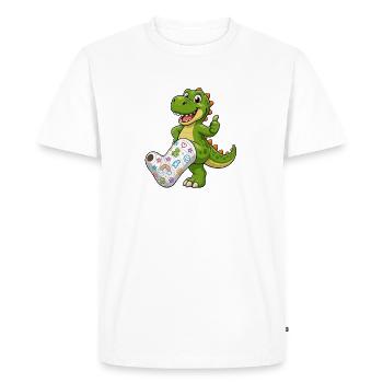 Dinosaure joyeux avec du plâtre - T-shirt Premium bio Homme - blanc - Devant - Nico (187cm)