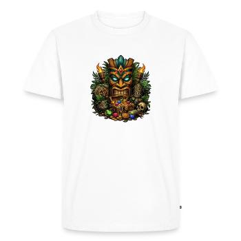 Masque au trésor tiki avec des bijoux - T-shirt Premium bio Homme - blanc - Devant - Nico (187cm)
