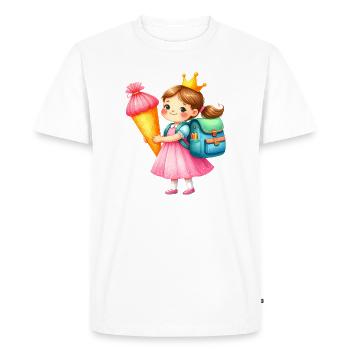Little Princess with Crown & School Cone – School - Men's Premium Organic T-Shirt - white - Front - Nico (187cm)