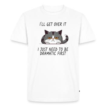 Drama Cat – Je vais passer à autre chose - T-shirt Premium bio Homme - blanc - Devant - Nico (187cm)