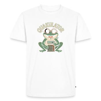 QUACULATOR funny frog with calculator - Men's Premium Organic T-Shirt - white - Front - Nico (187cm)