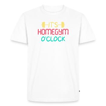 Fitness Fanatics Homegym O’Clock Calisthenics Gym - T-shirt Premium bio Homme - blanc - Devant - Nico (187cm)