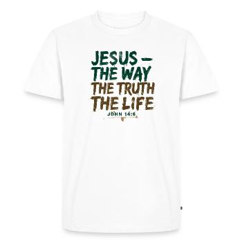 Jésus La Voie La Vérité La Vie - T-shirt Premium bio Homme - blanc - Devant - Nico (187cm)