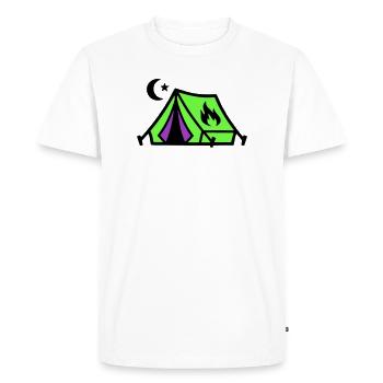 Tent Campfire Festival Icon - Men's Premium Organic T-Shirt - white - Front - Nico (187cm)