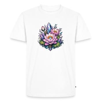 Lotus de Cristal dans le Jardin de Cristal - T-shirt Premium bio Homme - blanc - Devant - Nico (187cm)