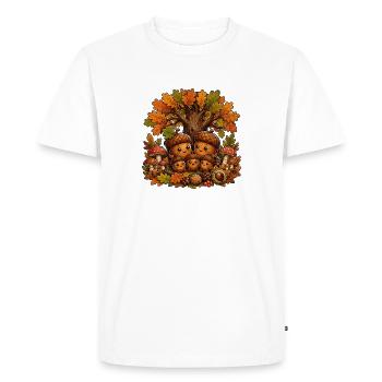 La famille des châtaigniers dans la forêt d’automne - T-shirt Premium bio Homme - blanc - Devant - Nico (187cm)