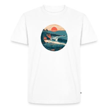 Sunset Coast Rétro - T-shirt Premium bio Homme - blanc - Devant - Nico (187cm)
