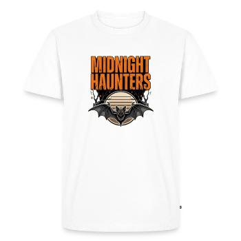 Chauve-souris d’Halloween – Hanteurs de minuit - T-shirt Premium bio Homme - blanc - Devant - Nico (187cm)