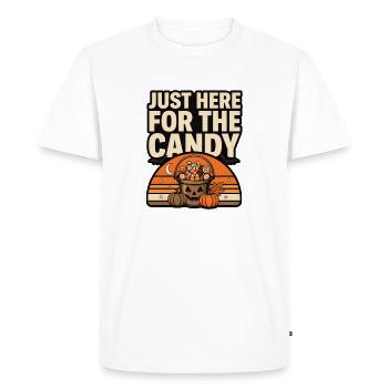 Bonbons d’Halloween – Juste là pour les bonbons - T-shirt Premium bio Homme - blanc - Devant - Nico (187cm)
