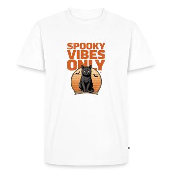 Black Cat Halloween – Ambiances Effrayantes Uniquement - T-shirt Premium bio Homme - blanc - Devant - Nico (187cm)