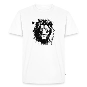 Lion noir éclaboussures artistique - T-shirt Premium bio Homme - blanc - Devant - Nico (187cm)