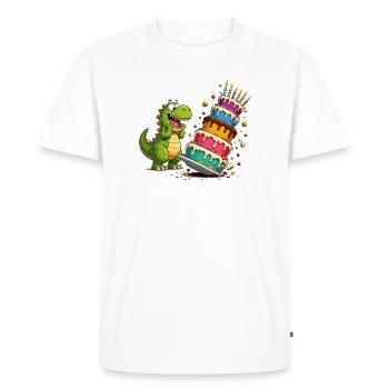 Dino Birthday Cake Parade - Men's Premium Organic T-Shirt - white - Front - Nico (187cm)