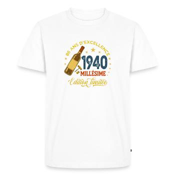 86 Ans Millésime 1940 Anniversaire Vin Rétro - T-shirt Premium bio Homme - blanc - Devant - Nico (187cm)