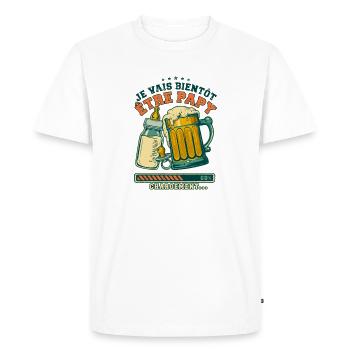 Futur Papy Humour Annonce Grossesse - T-shirt Premium bio Homme - blanc - Devant - Nico (187cm)