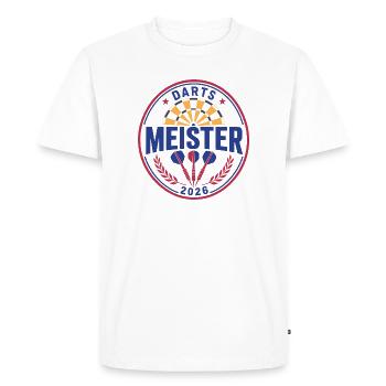 Darts Champion 2026, Winner Shirt, Hoodie, Cap, Bag - Men's Premium Organic T-Shirt - white - Front - Nico (187cm)