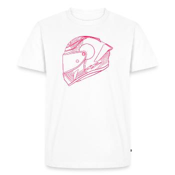 Neon Pink Helmet - Visor - Men's Premium Organic T-Shirt - white - Front - Nico (187cm)
