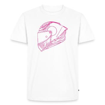 Neon Pink Helmet - Visor - Men's Premium Organic T-Shirt - white - Front - Nico (187cm)