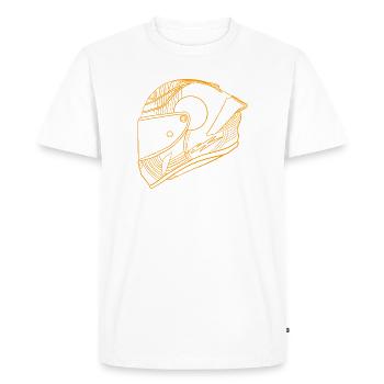 Casque orange néon - Visolière - T-shirt Premium bio Homme - blanc - Devant - Nico (187cm)