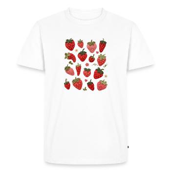 sixteen unique crochet strawberries - Men's Premium Organic T-Shirt - white - Front - Nico (187cm)