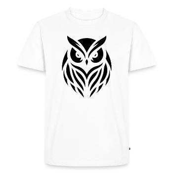 Wise Wood Owl: Silhouette Art of the Tawny Owl - Men's Premium Organic T-Shirt - white - Front - Nico (187cm)