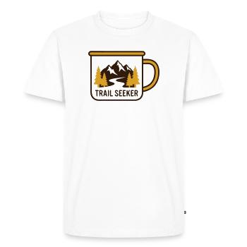 Logo de randonnée Mountains Mug - T-shirt Premium bio Homme - blanc - Devant - Nico (187cm)
