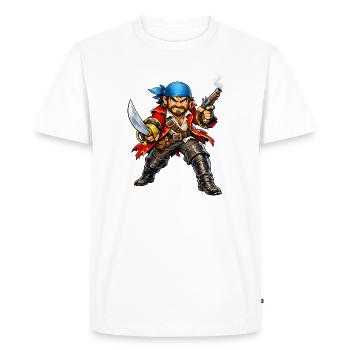 Buccaneer with blue headscarf - Men's Premium Organic T-Shirt - white - Front - Nico (187cm)