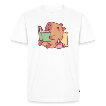 Cute Capybara Chilling And Reading A Book - Men's Premium Organic T-Shirt - white - Front - Nico (187cm)