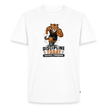 Discipline today succes tomorrow - Men's Premium Organic T-Shirt - white - Front - Nico (187cm)