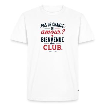 T-shirt Pas De Chance En Amour Humour - T-shirt Premium bio Homme - blanc - Devant - Nico (187cm)