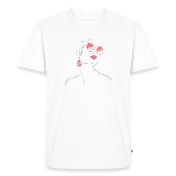 Elegant Woman Sunglasses Sketch - Men's Premium Organic T-Shirt - white - Front - Nico (187cm)