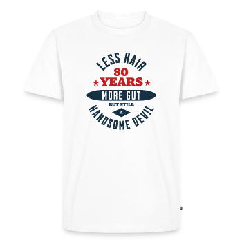 80th Birthday Devil - Men's Premium Organic T-Shirt - white - Front - Nico (187cm)