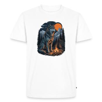 Loup de randonnée - Aventure en plein air - T-shirt Premium bio Homme - blanc - Devant - Nico (187cm)