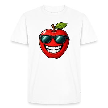 Kawaii Apple Cartoon Summer Fruit - Men's Premium Organic T-Shirt - white - Front - Nico (187cm)