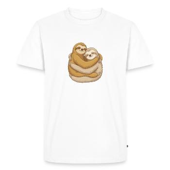 Cute Lazy Couple Love Cuddles - Men's Premium Organic T-Shirt - white - Front - Nico (187cm)