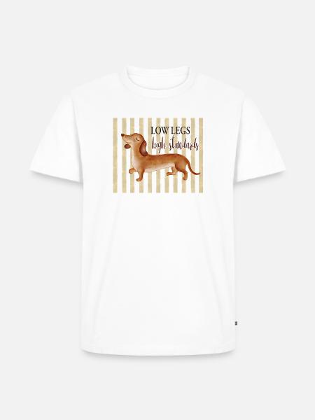 Low Legs High Standards – Lustiger Dackel - Männer Premium Bio T-Shirt - Weiß