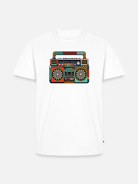 Retro Boombox – 80er Jahre Ghettoblaster - Männer Premium Bio T-Shirt - Weiß