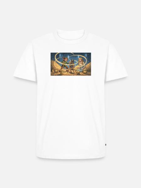 Rumpelstilzchen spinnt Stroh zu glänzendem Gold - Männer Premium Bio T-Shirt - Weiß
