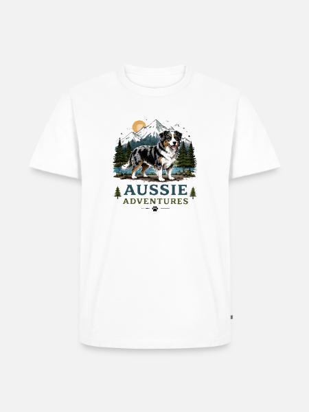 Aussie Abenteuer Bergsee - Männer Premium Bio T-Shirt - Weiß