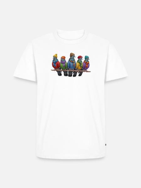 Tauben in Strickpullovern Winter Weihnachten - Männer Premium Bio T-Shirt - Weiß