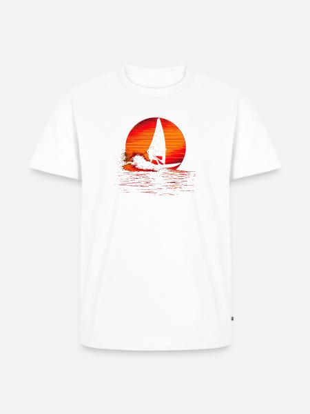 Windsurfen Steamwave - Männer Premium Bio T-Shirt - Weiß