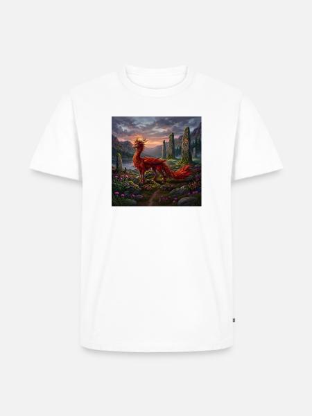 Roter Drache auf Mystischen Feldern - Männer Premium Bio T-Shirt - Weiß