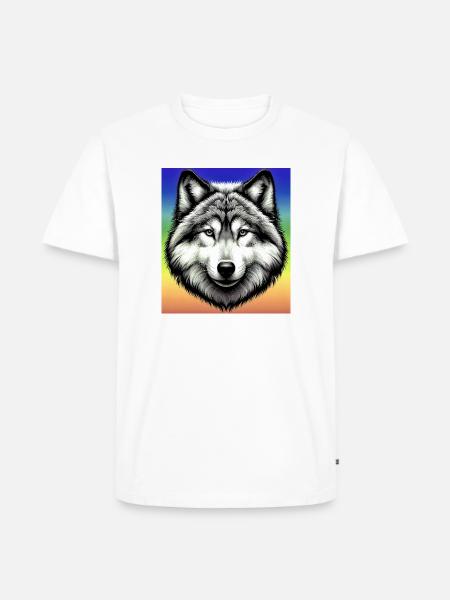 Wolf - Männer Premium Bio T-Shirt - Weiß